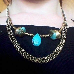 Free People Turquoise and Brass Multistrand